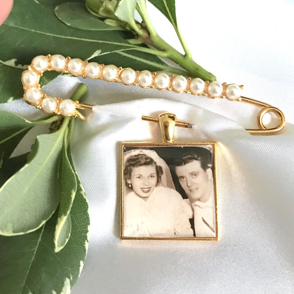 Pearl pin wedding photo charm for boquuet Set - Wedding Picture Jewelry