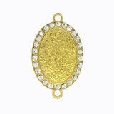 Rhinestone Oval Charm, Bright Gold