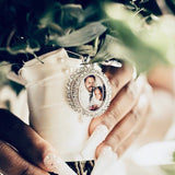 DIY KIT Rhinestone Rhinestone Oval memorial photo charm for wedding bouquet