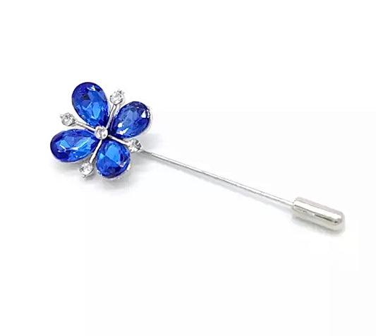 Blue Pin rhinestone Silver