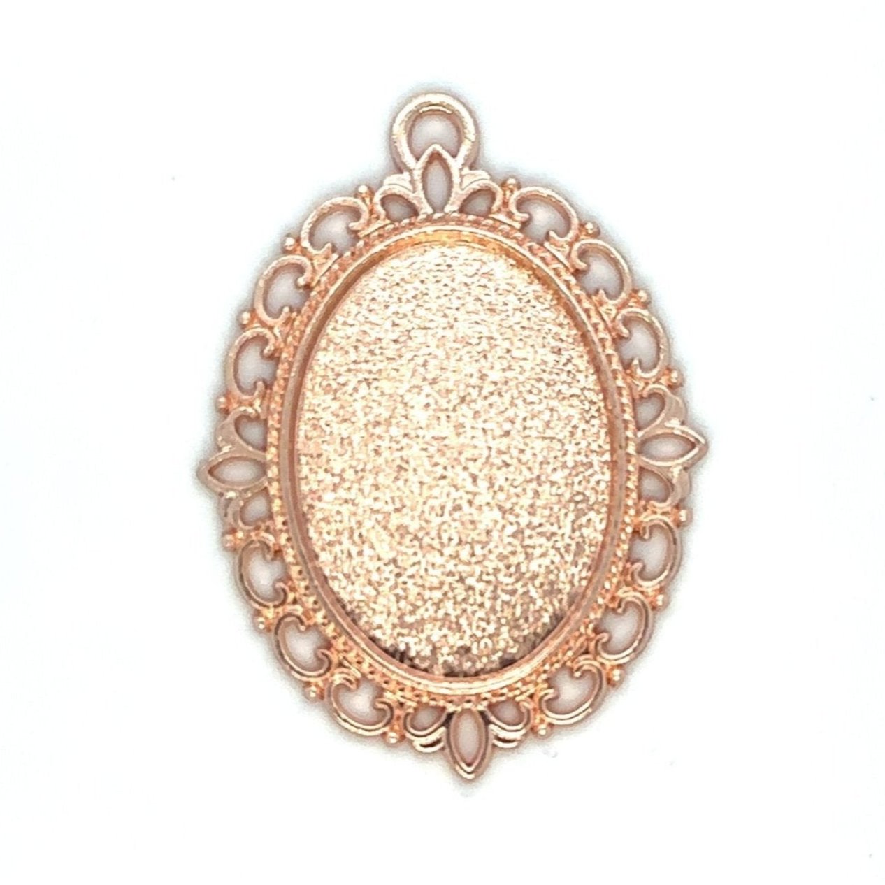 Lace Oval Pendant, Rose Gold