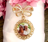 Sentimental bride Wedding day gift in memory  photo charm & pin