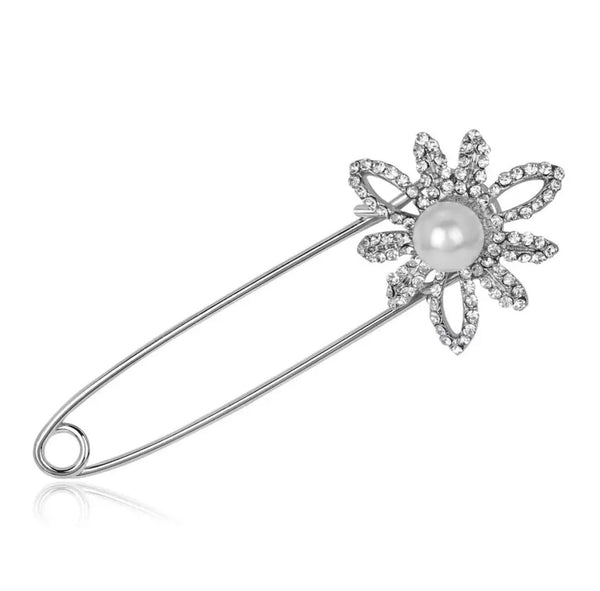 Flower pearl rhinestone Pin
