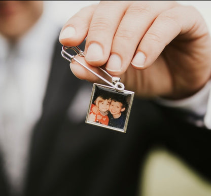 Grooms Boutonniere Photo charm Keepsake 1 inch