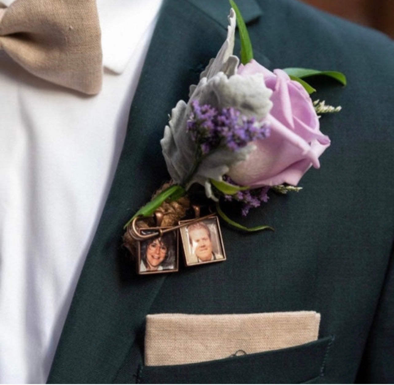 Grooms Boutonniere Photo charm Keepsake 1 inch