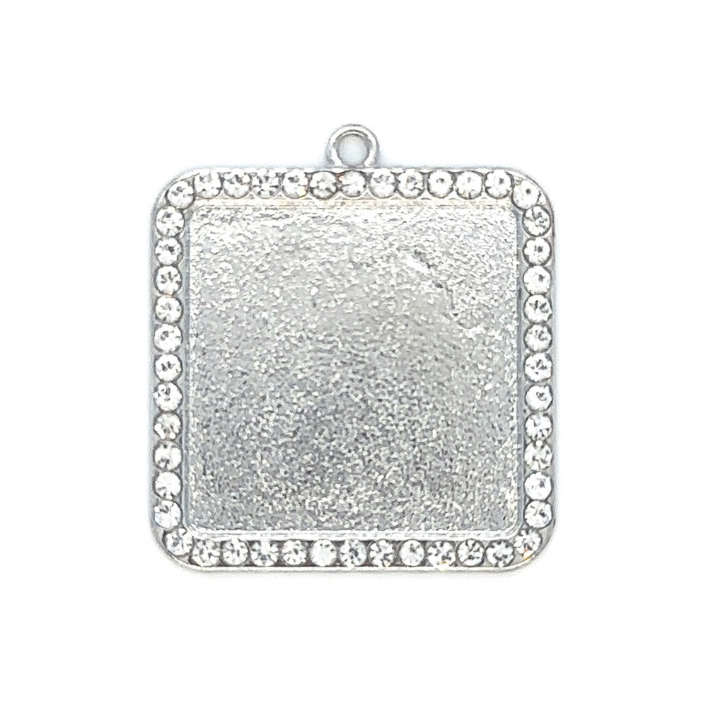 Square Rhinestone pendant setting for custom jewelry photo locket