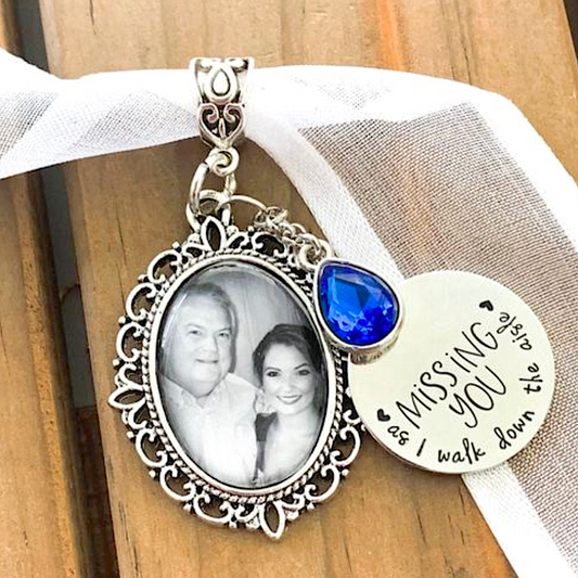 Something Blue photo Memory charm brides bouquet