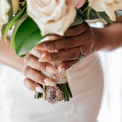 Something Blue photo Memory charm brides bouquet