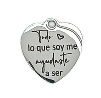 Spanish Wedding Saying Heart Charm