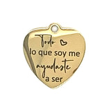 Spanish Wedding Saying Heart Charm