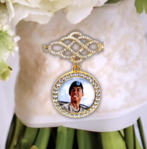 Rhinestone Wedding Bouquet Wrap and Photo Charm