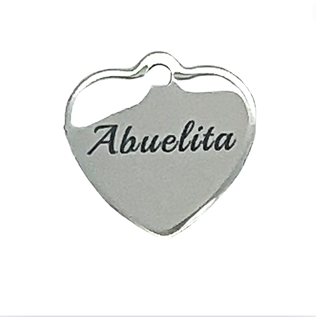 Spanish Abuelita Grandmother Silver Heart Charm