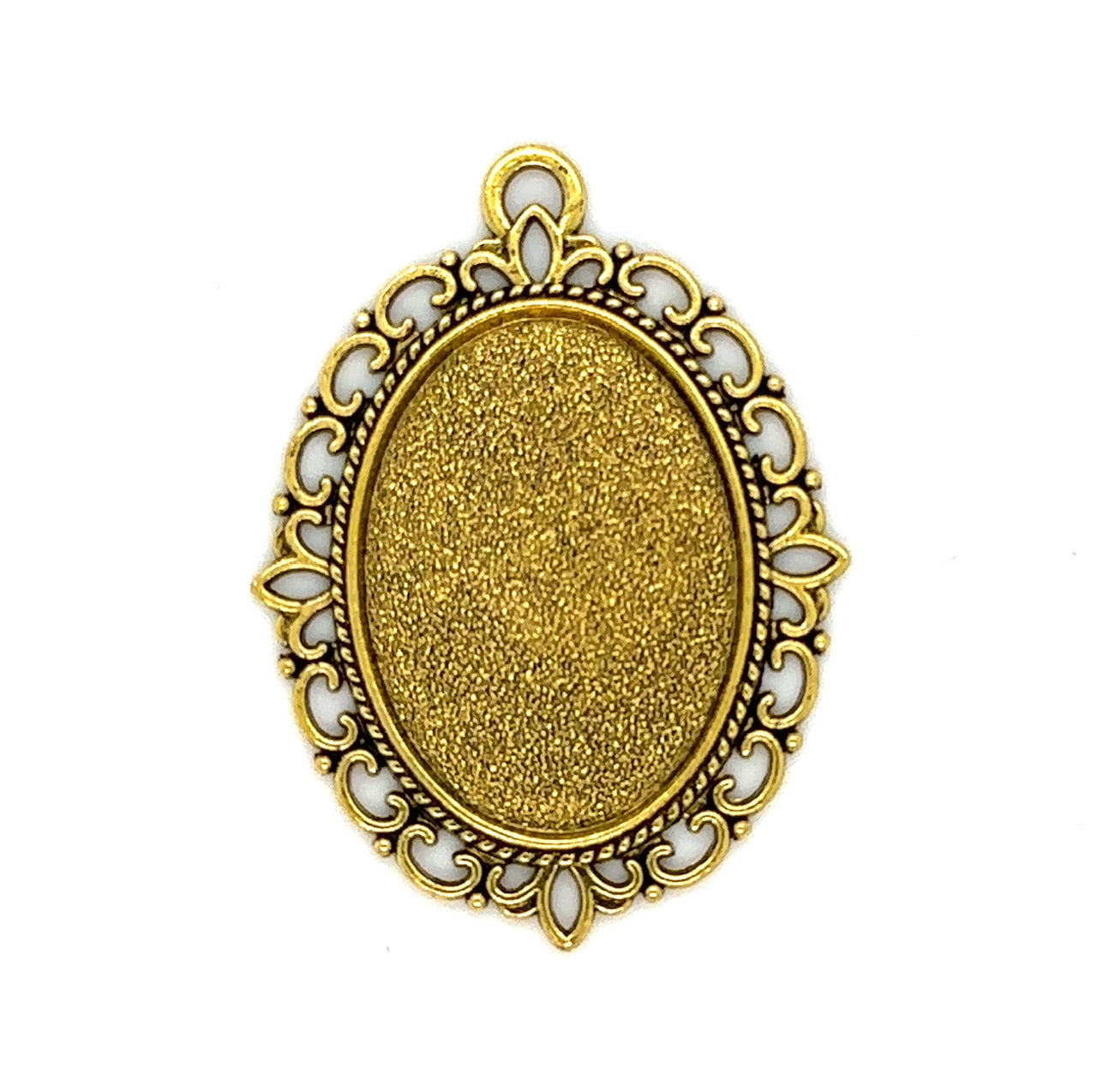 Lace Oval Pendant, Antique Gold