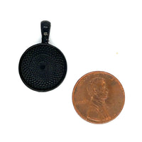 black small round photo locket