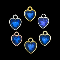 blue heart charm rhinestone small 