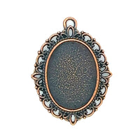 Lace Oval Pendant, Antique Copper