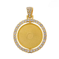 Double-Sided Rhinestone Memorial Pendant, Bright Gold