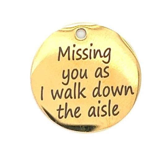 Missing you Stainless Steel Charm, Bright Gold