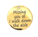 Missing you Stainless Steel Charm, Bright Gold