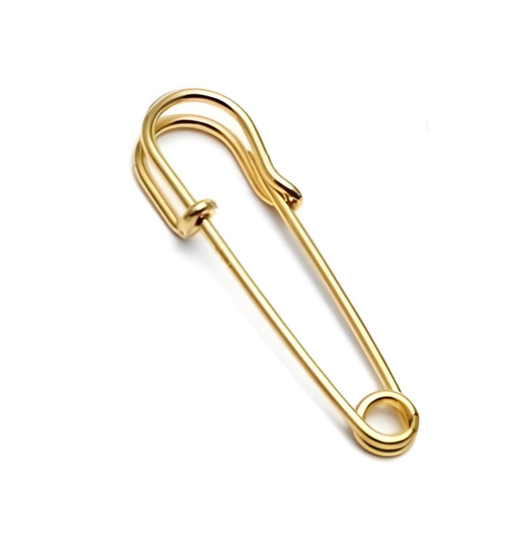 Small Safety Pin Brooch, Bright Gold