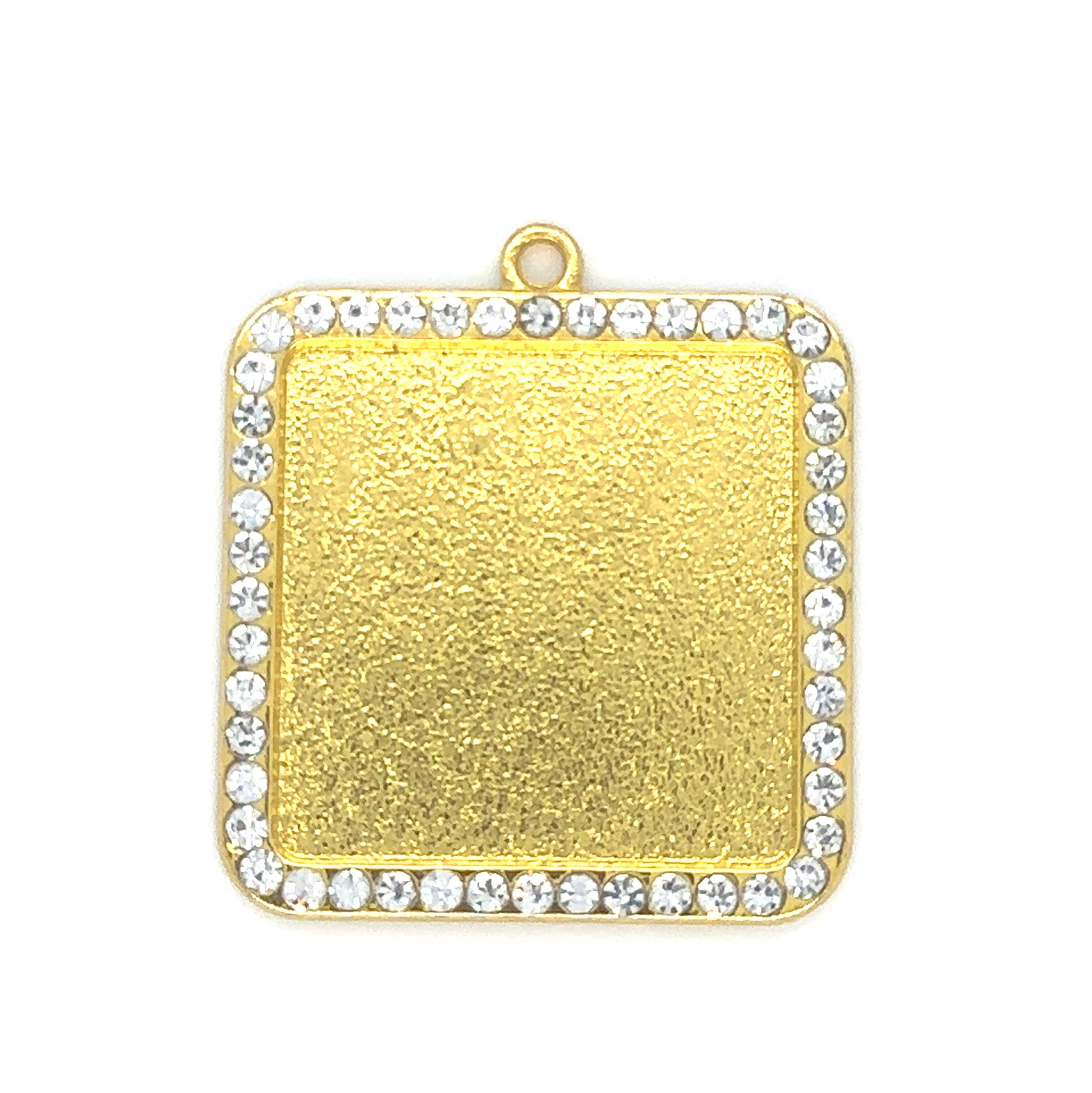 Gold rhinestone square pendant setting for custom jewelry