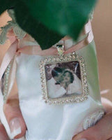 Memorial Charm Wedding Bouquet Photo charm - Carry the memory of your loved ones with you Rhinestone Square - Great gift for Bride