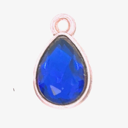 Blue Teardrop Add-On Charm, rose gold