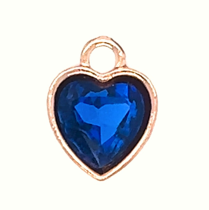 Something Blue Heart-Shaped Charm, rose gold