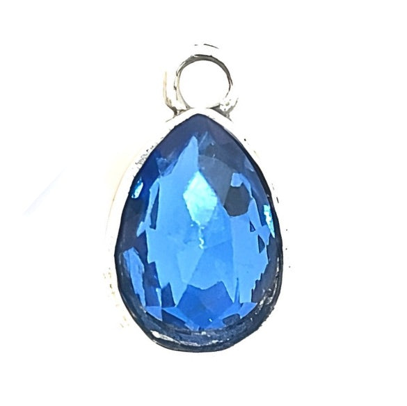 Blue Teardrop Add-On Charm, Silver