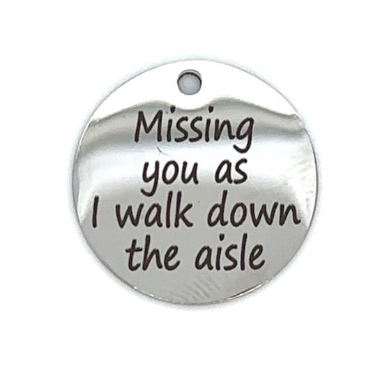 Missing you Stainless Steel Charm, Antique Silver