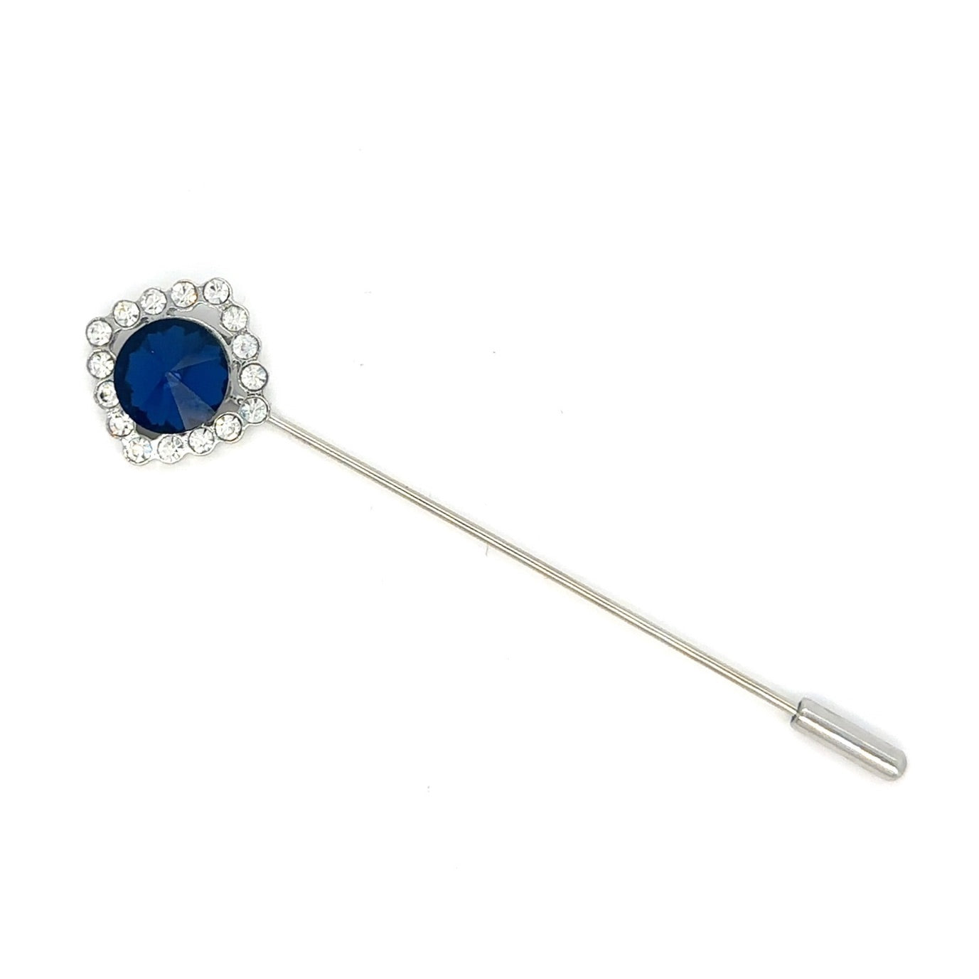 Dark Blue Rhinestone Bridal Pin, silver