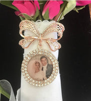 Walk me down the aisle - Wedding Jewelry charms to hang from bouquet - Photo memory pendant for keepsake includes everything you need