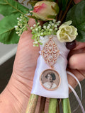 Custom Wedding Something Old photo Memory charm to attach to bride bouquet Gift for wedding bridal shower - Remembering Loved ones Boutique