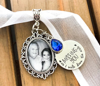 DIY Wedding Something Blue photo Memory charm to attach to bride bouquet Gift for wedding bridal shower - Remembering Loved ones