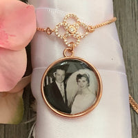 Custom Wedding Something Blue photo Memory charm to attach to bride bouquet Gift for wedding bridal shower - Remembering Loved ones