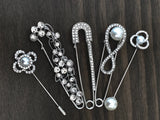 Large pin use to attach Photo charms to your wedding bouquet - brooch Silver and Rhinestone