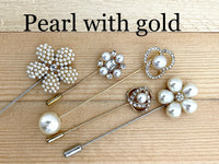 Wedding Pin use to attach Photo charms to your wedding bouquet - brooch Gold, pearl and Rhinestone