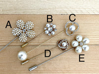 Wedding Pin use to attach Photo charms to your wedding bouquet - brooch Gold, pearl and Rhinestone