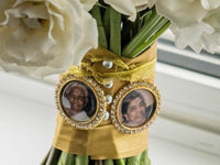 Walk me down the aisle Wedding Bouquet Memory charm Remembering Loved ones Photo Pendant Something Blue, Gold, Rose Gold, Silver Rhinestone