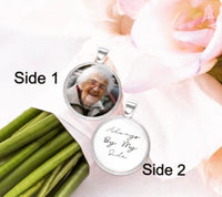 DOUBLE SIDED Memorial Wedding Photo charm Keepsake - Carry the memory of your loved ones gift groomsman DIY Custom Made