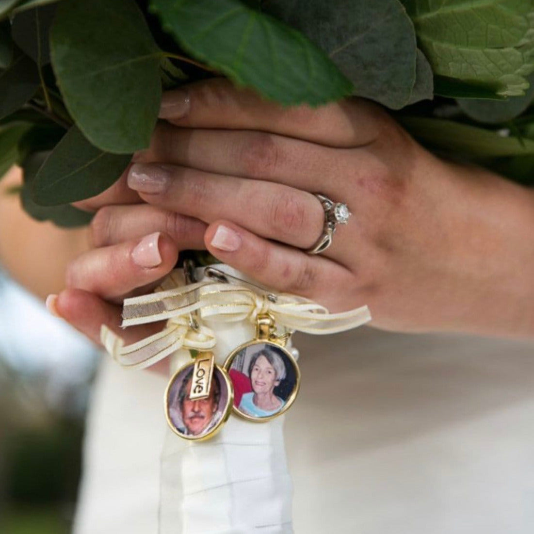 Walk me down the aisle - Custom made with your photo Inserted wedding Jewelry charms to hang from bouquet Photo memory pendant for keepsake