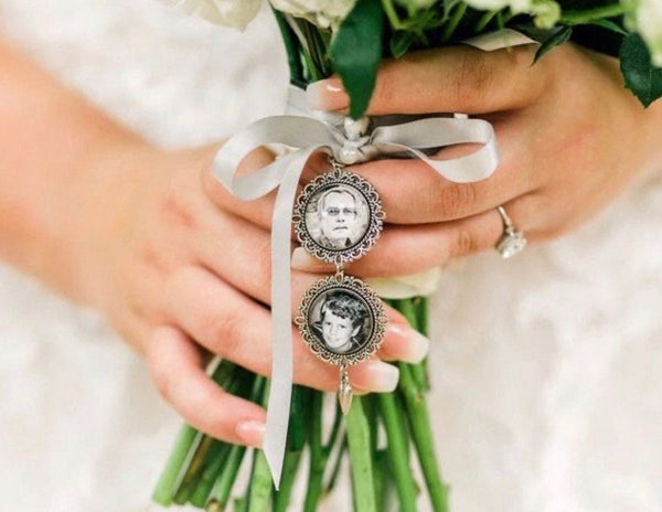 Wedding Bouquet charm with your Photo inserted Wedding memorial keepsake