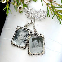 Custom made Wedding Something Blue photo Memory CHARM attach to bride bouquet Gift for wedding bridal shower Remember Loved ones
